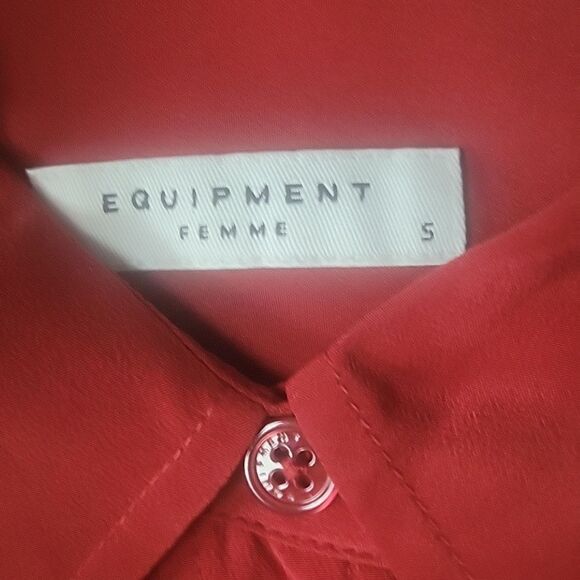 NWT Equipment S Burgundy Silk Button Modest Long Sleeve Office Shirt Top Blouse - Picture 7 of 14